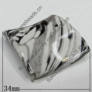 Spray-Painted Acrylic Beads, Twist Diamond 34mm Hole:2.5mm, Sold by Bag