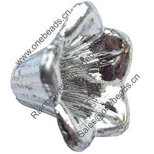 Electroplate Plastic Beads, Silver Color, Flower, 11x14mm, Hole:Approx 1.5mm, Sold by Bag