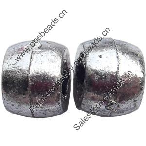 Electroplate Plastic Beads, Silver Color, Tube, 6x9mm, Hole:Approx 3mm, Sold by Bag
