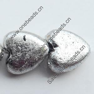 Electroplate Plastic Beads, Heart, 6mm, Hole:Approx 1mm, Sold by Bag