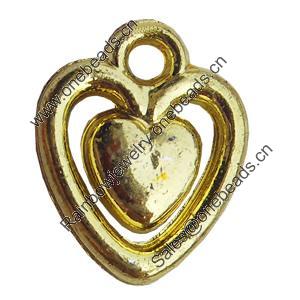 Electroplate Plastic Pendant, Heart, 12x15mm, Hole:Approx 1.5mm, Sold by Bag