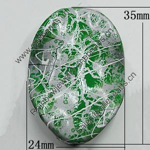 Spray-Painted Acrylic Beads, Twist Flat Oval 35x24mm Hole:2mm, Sold by Bag