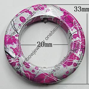 Spray-Painted Acrylic Beads, Donut O:33mm I:20mm Hole:2mm, Sold by Bag