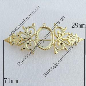 Zinc Alloy Brooch Settings, Nickel-free & Lead-free, Outside Diameter:71x29mm Inner Diameter:14x18mm Sold by Bag