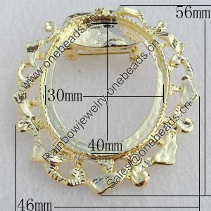 Zinc Alloy Brooch Settings, Nickel-free & Lead-free, Outside Diameter:46x56mm Inner Diameter:30x40mm Sold by Bag