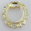 Zinc Alloy Brooch Settings, Nickel-free & Lead-free, Outside Diameter:46x56mm Inner Diameter:30x40mm Sold by Bag