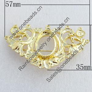 Zinc Alloy Brooch Settings, Nickel-free & Lead-free, Outside Diameter:57x35mm Inner Diameter:13x18mm Sold by Bag