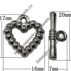 Jewelry findings, CCB plastic Clasp, Platina Plated, Loop:17x16mm Bar:20x7mm Hole:2mm, Sold by Bag 