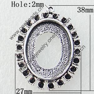 Zinc Alloy Jewelry Pendants, Nickel-free & Lead-free, 38x27mm,interior diameter：18x25mm, Hole:2mm, Sold by Bag