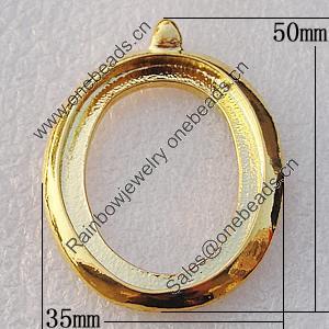 Zinc Alloy Jewelry Pendants, Nickel-free & Lead-free, 50x35mm, interior diameter:28.5x38.5mm, Hole:3mm, Sold by Bag