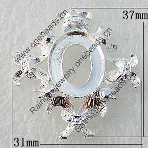 Zinc Alloy Jewelry Pendants, Nickel-free & Lead-free, 37x31mm,interior diameter：13x18mm, Hole:2mm, Sold by Bag