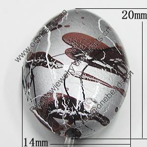 Spray-Painted Acrylic Beads, Flat Oval 20x14mm Hole:2mm, Sold by Bag