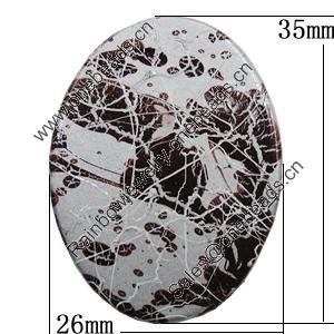 Spray-Painted Acrylic Beads, Flat Oval 35x26mm Hole:2mm, Sold by Bag