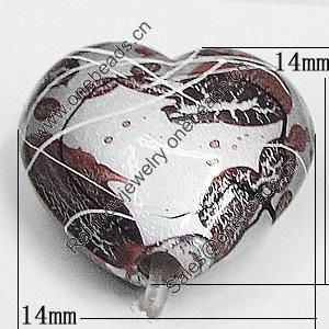 Spray-Painted Acrylic Beads, Heart 14x14mm Hole:2mm, Sold by Bag