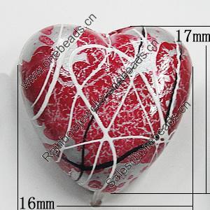 Spray-Painted Acrylic Beads, Heart 17x16mm Hole:2mm, Sold by Bag