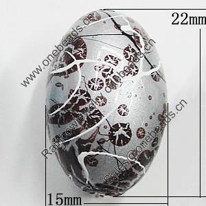 Spray-Painted Acrylic Beads, Oval 22x15mm Hole:3mm, Sold by Bag
