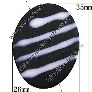 Spray-Painted Acrylic Beads, Flat Oval 35x26mm Hole:2mm, Sold by Bag