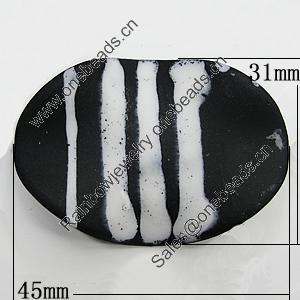 Spray-Painted Acrylic Beads, Twist Flat Oval 45x31mm Hole:2mm, Sold by Bag