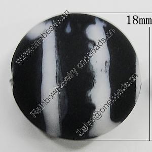 Spray-Painted Acrylic Beads, Flat Round 18x18mm Hole:2.5mm, Sold by Bag