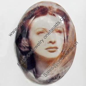 Resin Faceted Cabochons, No-Hole Jewelry findings, 25x35mm, Sold by PC