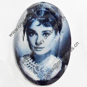 Resin Faceted Cabochons, No-Hole Jewelry findings, 40x55mm, Sold by PC