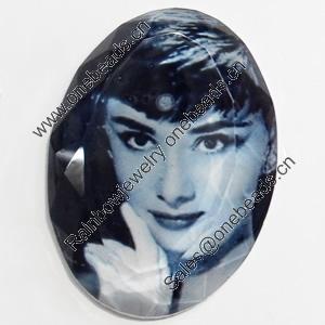 Resin Faceted Cabochons, No-Hole Jewelry findings, 40x55mm, Sold by PC