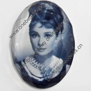 Resin Faceted Cabochons, No-Hole Jewelry findings, 25x35mm, Sold by PC