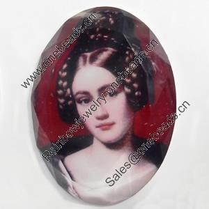 Resin Faceted Cabochons, No-Hole Jewelry findings, 40x55mm, Sold by PC