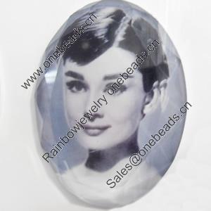 Resin Faceted Cabochons, No-Hole Jewelry findings, 40x55mm, Sold by PC