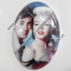 Resin Cabochons, No-Hole Jewelry findings, 25x35mm, Sold by PC