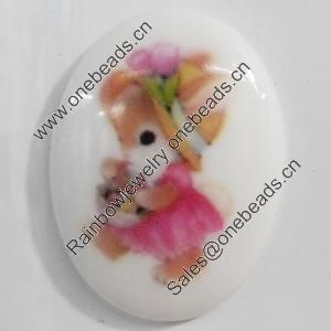 Resin Cabochons, No-Hole Jewelry findings, 25x35mm, Sold by PC