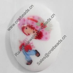 Resin Cabochons, No-Hole Jewelry findings, 25x35mm, Sold by PC