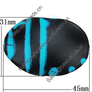 Spray-Painted Acrylic Beads, Twist Flat Oval 45x31mm Hole:2mm, Sold by Bag