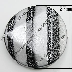Spray-Painted Acrylic Beads, Faceted  Flat Round 27mm Hole:2mm, Sold by Bag