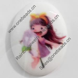 Resin Cabochons, No-Hole Jewelry findings, 25x35mm, Sold by PC