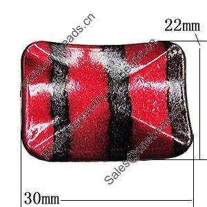 Spray-Painted Acrylic Beads, Twist Rectangle 30x22mm Hole:2mm, Sold by Bag