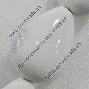 Ceramics Beads, Flat Teardrop 38x30mm Hole:4mm, Sold by Bag