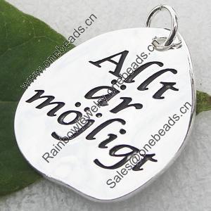 Zinc alloy Jewelry Pendant/Charm, Nickel-free & Lead-free 30x25mm, Sold by PC 