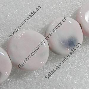 Ceramics Beads, Flat Round 17mm Hole:2mm, Sold by Bag