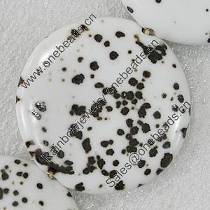 Ceramics Beads, Flat Round 38mm Hole:2.5mm, Sold by Bag