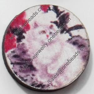 Wood Cabochons, No-Hole Jewelry findings, 34mm, Sold by PC