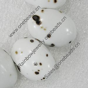 Ceramics Beads, Flat Oval 23x17mm Hole:2mm, Sold by Bag
