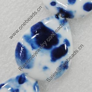 Ceramics Beads, Flat Teardrop 30x25mm Hole:2mm, Sold by Bag