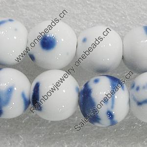 Ceramics Beads, Round 8mm Hole:1.8mm, Sold by Bag