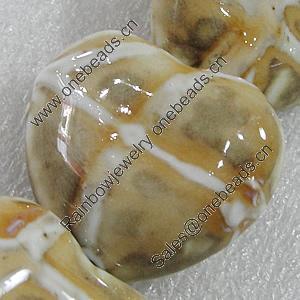Ceramics Beads, Heart 34x30mm Hole:4mm, Sold by Bag