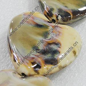 Ceramics Beads, Heart 48x46mm Hole:3mm, Sold by Bag