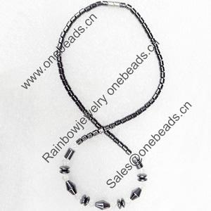 Magnetic Hematite Necklace，Lengh Approx:17.7 Inch, Sold by Strand