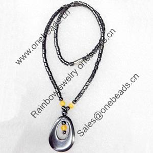 Magnetic Hematite Necklace，25x35mm, Lengh Approx:17.7 Inch, Sold by Strand