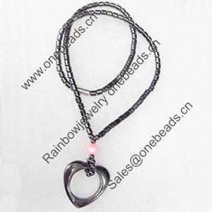 Magnetic Hematite Necklace，33x33mm, Lengh Approx:17.7 Inch, Sold by Strand