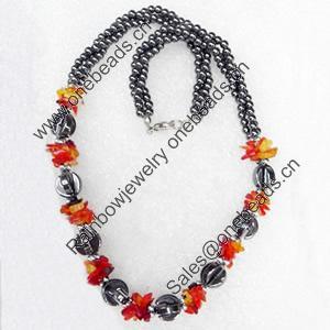 Non-Magnetic Hematite Necklace，Lengh Approx:17.7 Inch, Sold by Strand